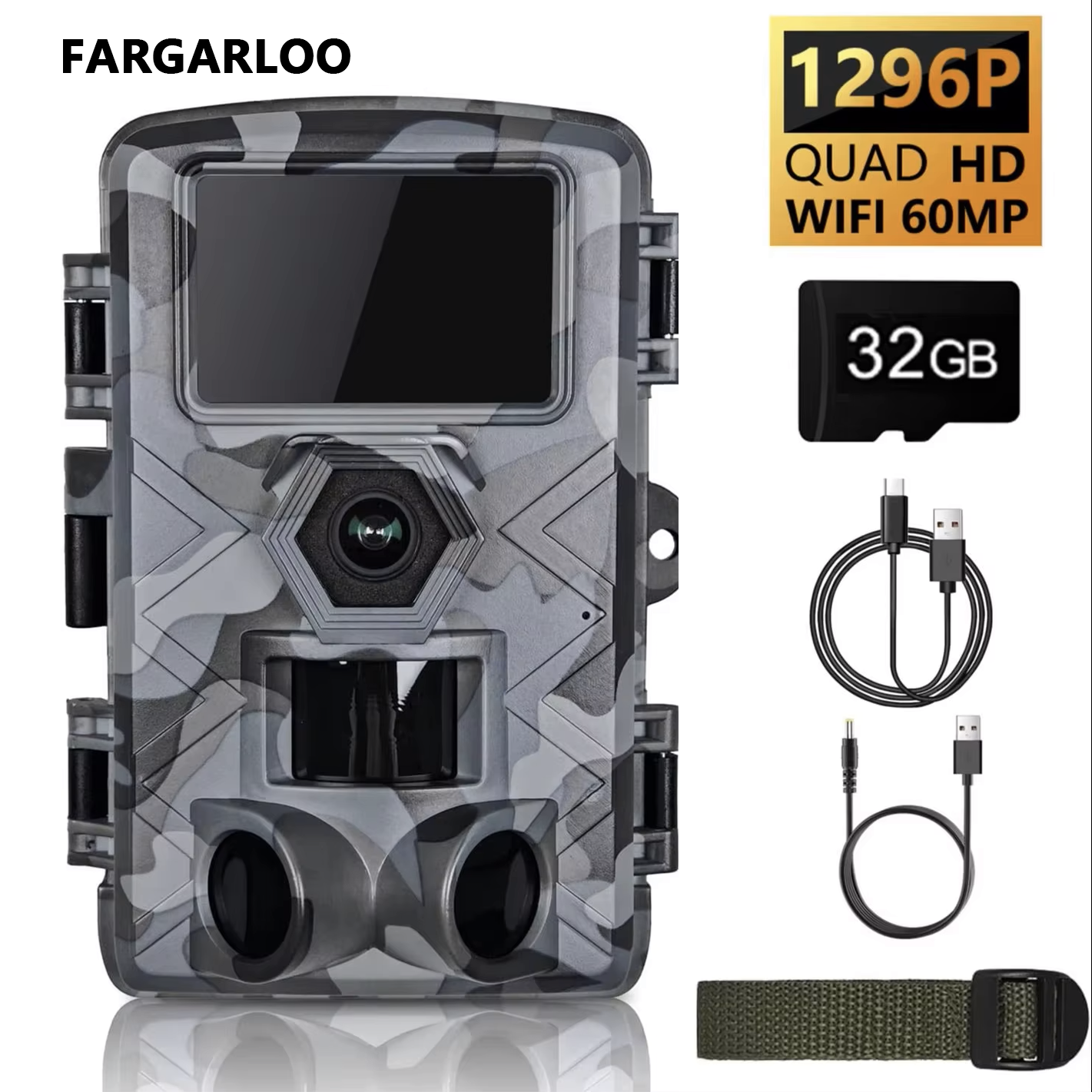 Outdoor Hunting Video Camera - WiFi Trail Camera, 60MP Wildlife Hunting