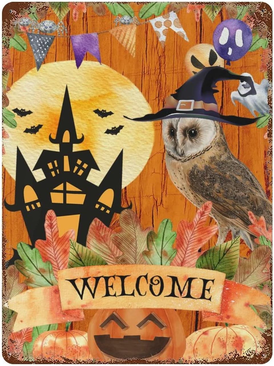 Vintage Halloween Metal Tin Si - Outdoor Hunting House incelemesi ve fiyatı