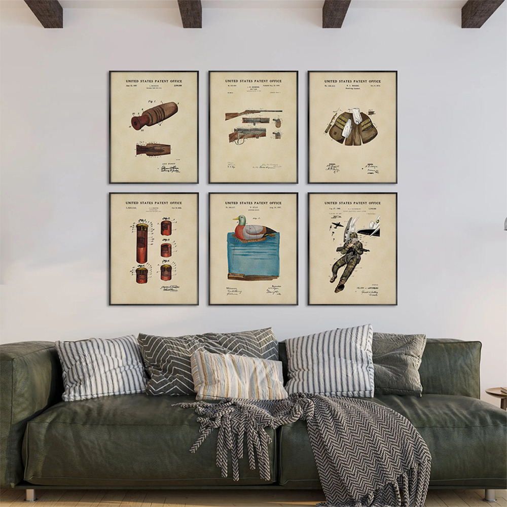 Vintage Hunting Equipment Pate - Outdoor Hunting Paintings incelemesi ve fiyatı