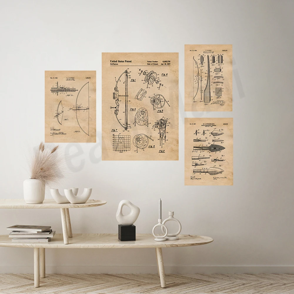 Vintage bow and arrow patent p - Outdoor Hunting Paintings incelemesi ve fiyatı