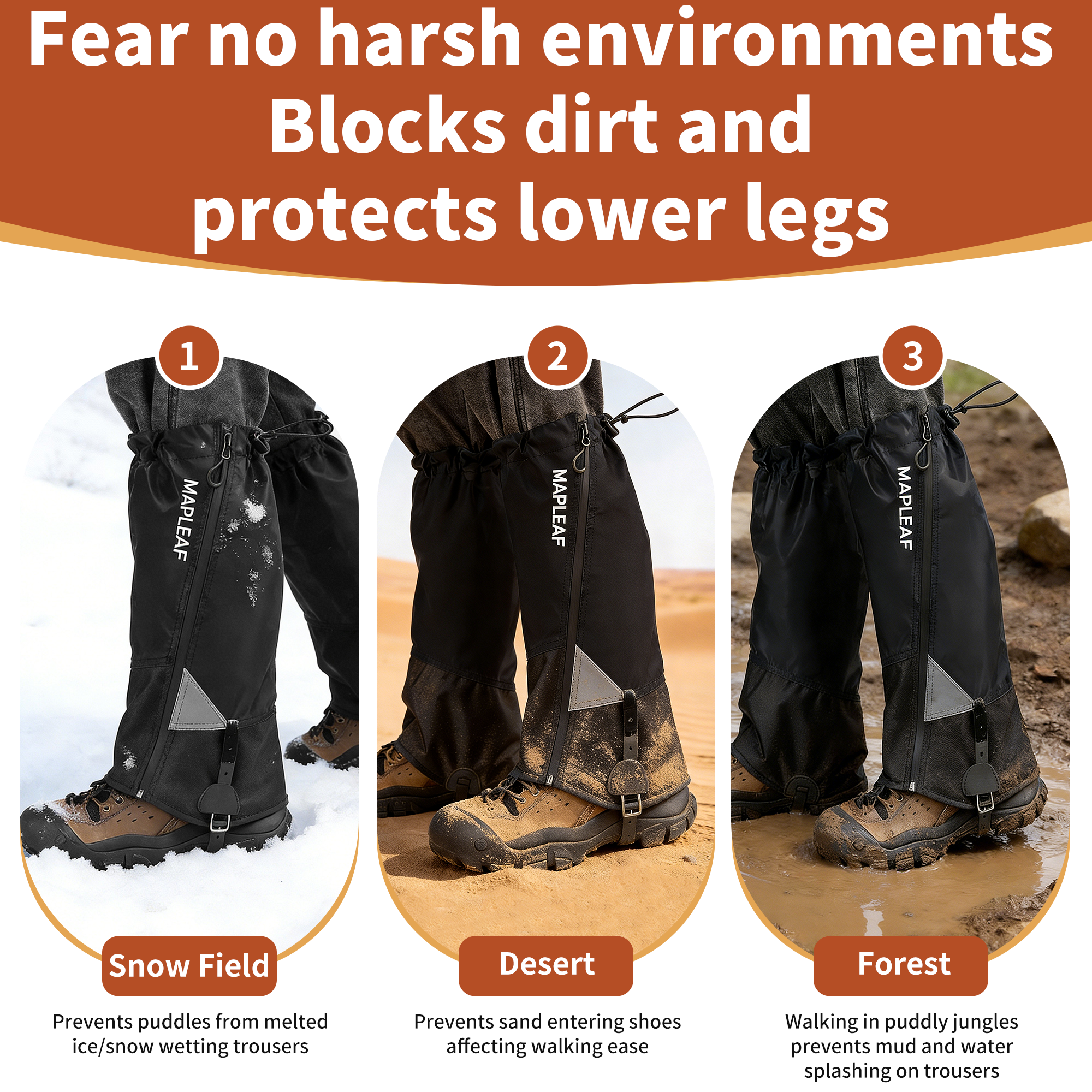MAPLEAF Waterproof Leg Gaiters - Hunting Fishing Outdoor incelemesi ve fiyatı