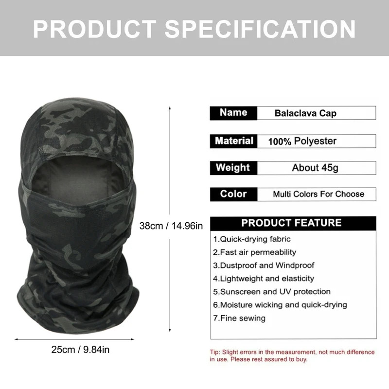 Camouflage Balaclava Hat Cycli - Hunting Outdoor Hats incelemesi ve fiyatı